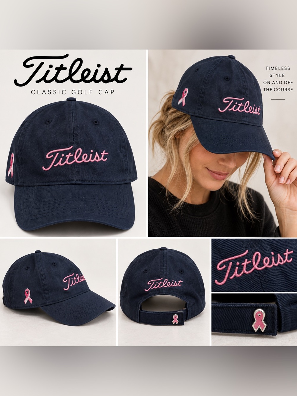 Titleist Navy Baseball Cap with Pink Embroidery
